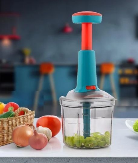 Hand-press vegetable and fruit chopper